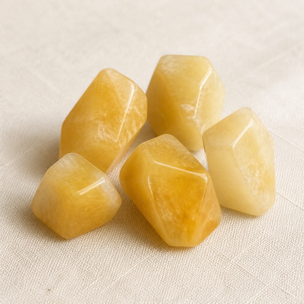 Charging Pouch — Abundance, yellow aventurine stones close-up detail
