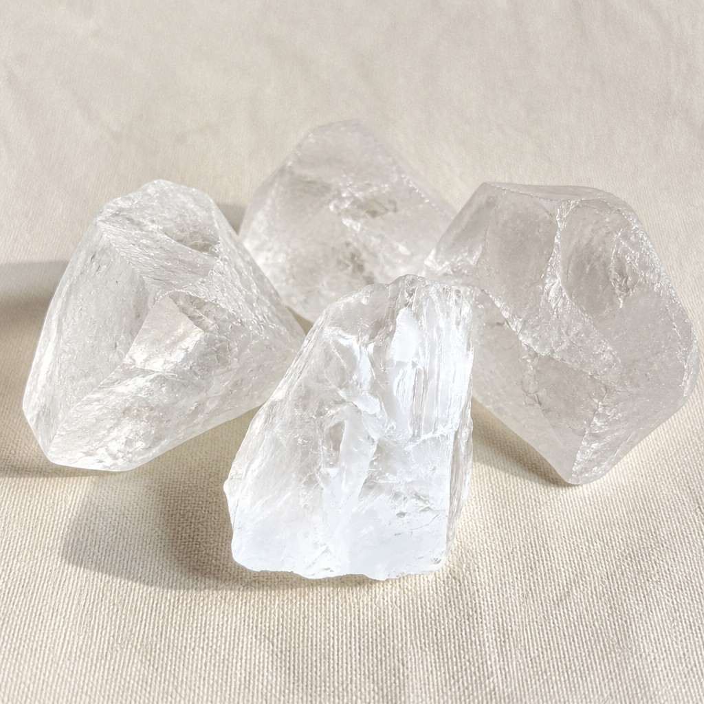 Charging Pouch — Clarity, raw clear quartz cuts close-up detail