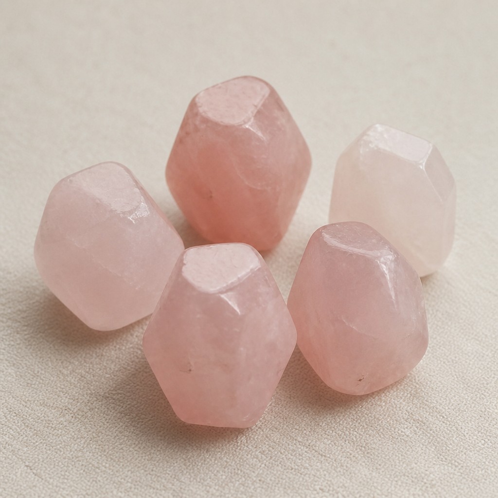 Charging Pouch — Love, rose quartz stones close-up detail