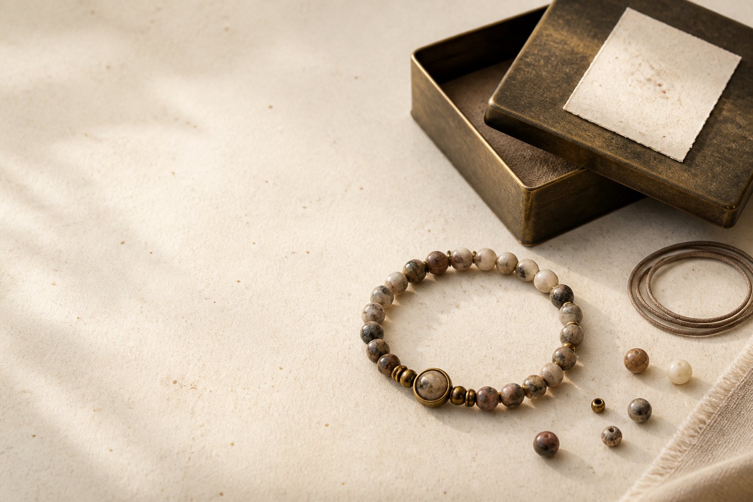 Handcrafted Aura Oath beaded bracelet with bronze gift box