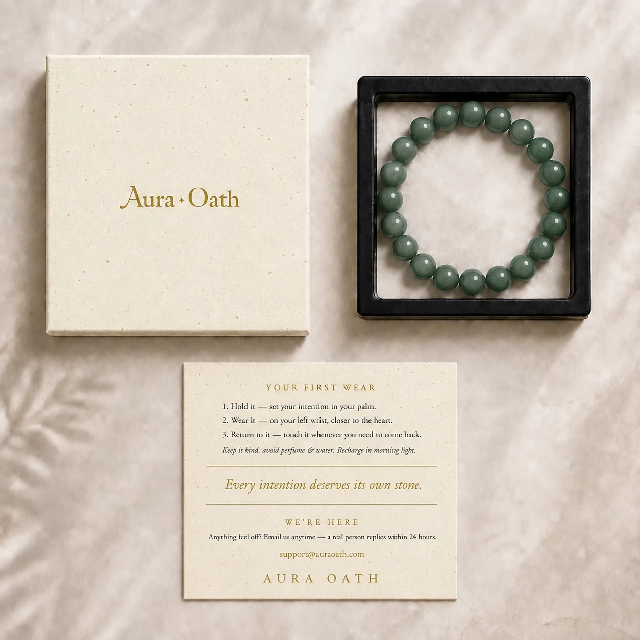 The New Bloom bracelet in its Aura Oath gift box